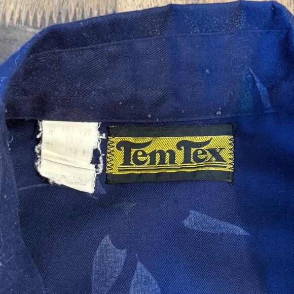 VTG Tem Tex Western Shirt Floral Pearl Snap White Piping Blue 70s Women’s Medium - Picture 3 of 10